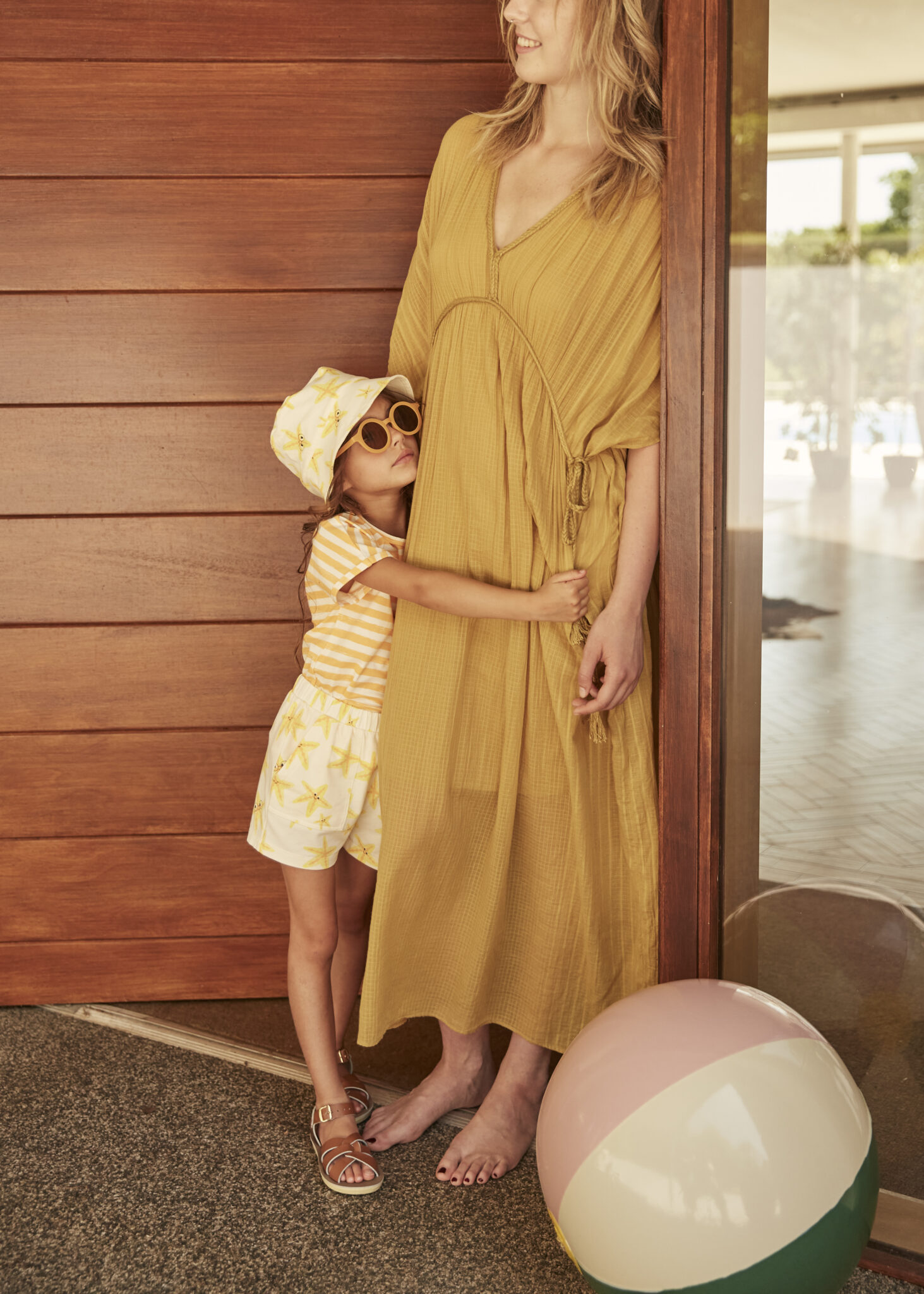 bonniemob-ss2423-CRUZ-Orange stripe_COLEY_starfish_CHILL_starfish _baby & kids T shirt_shorts and sun hat_BONNIEMOB_SS24_9