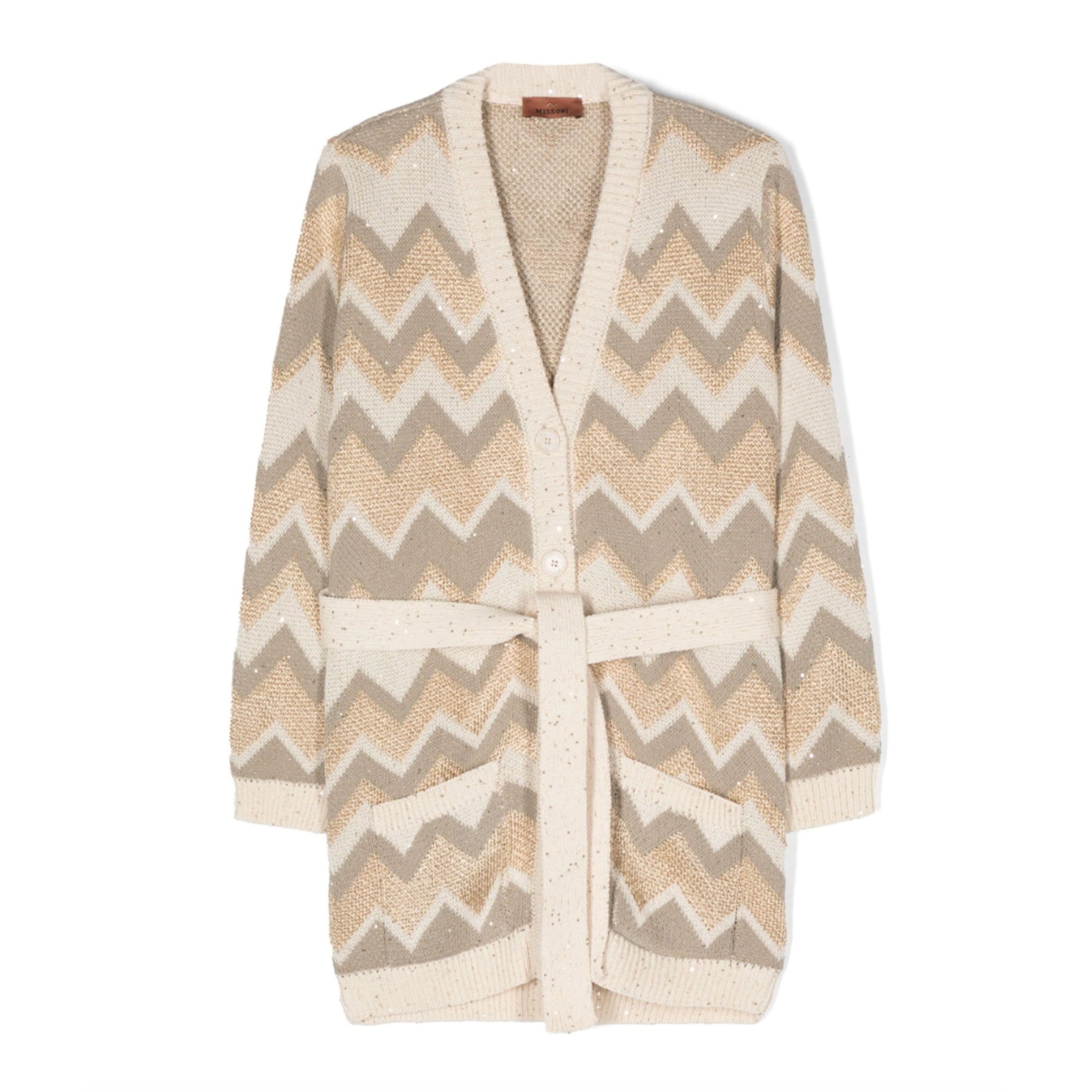 lurex beige cardigan for girls, Missoni print