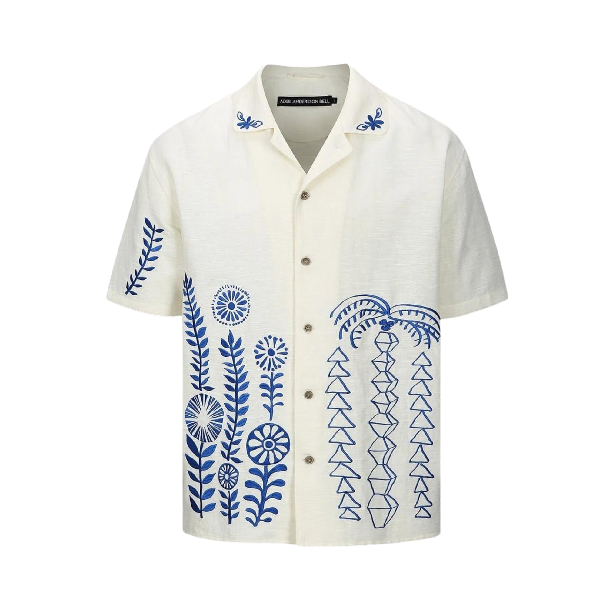Embroidered white and blue shirt, Anderson Bell