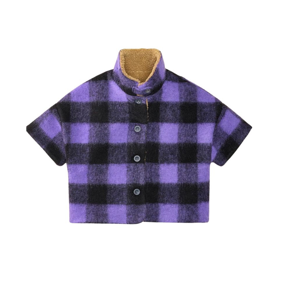 giacca viola a quadri