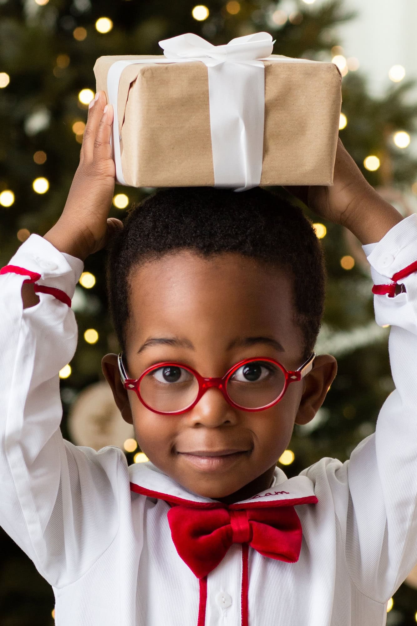 kid with a gift, Christmas