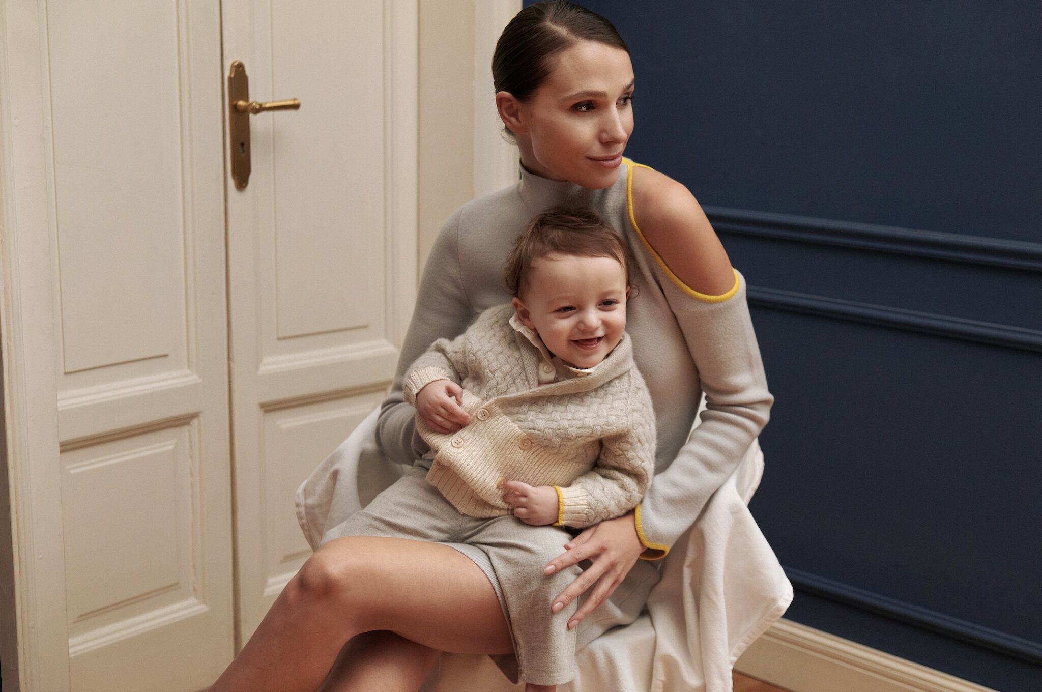 elegant mom with baby