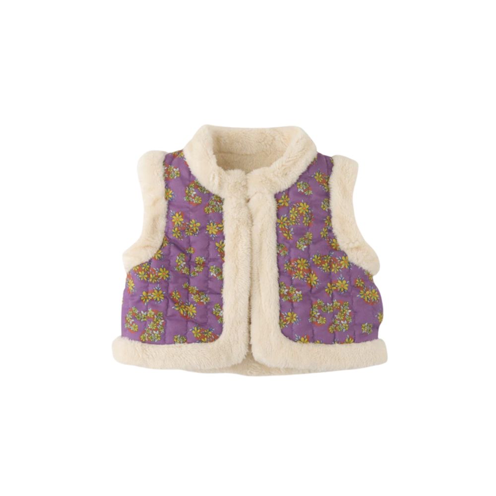 BABY GIRLS FAUX FUR AND PRINTED COMBI REVERSIBLE WADDED GILET from Gingersnaps