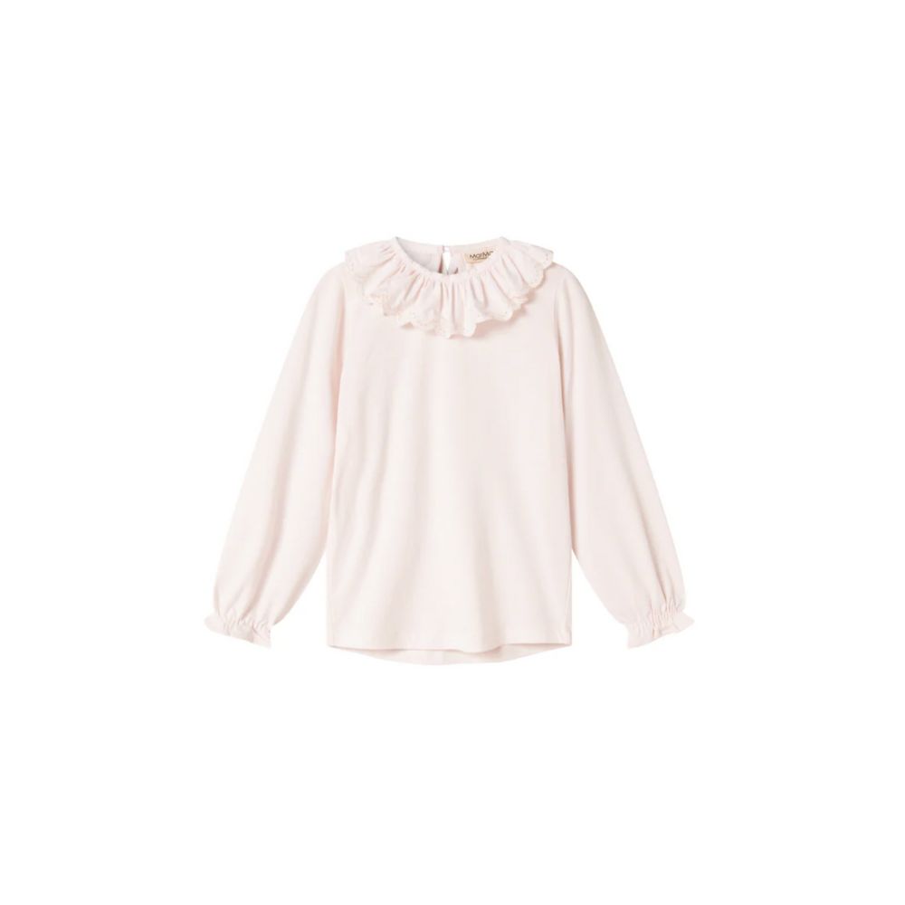 Pale pink ruffled blouse MarMar Copenhagen for girls, styled for the Mystical Gypsy look in Scimparello Magazine FW25.