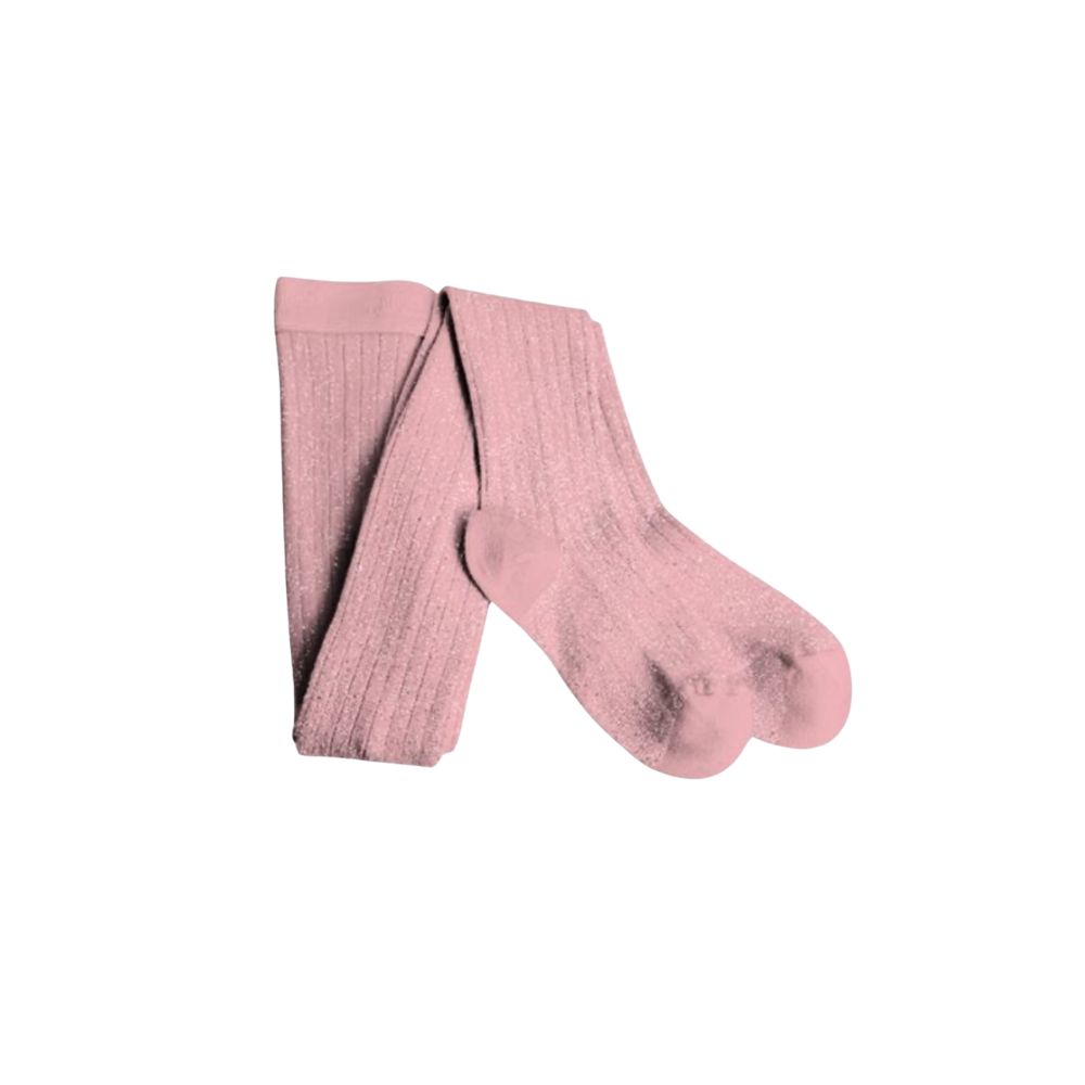 Pink glitter ribbed tights Collégien for girls, part of the Mystical Gypsy Halloween-inspired kids fashion look by Scimparello Magazine FW25.