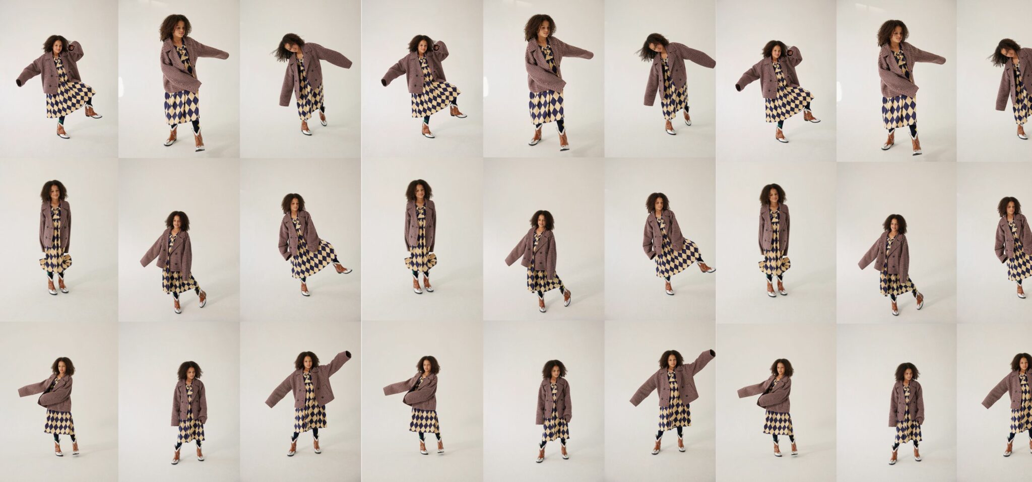 fashion editorial, girl is dancing