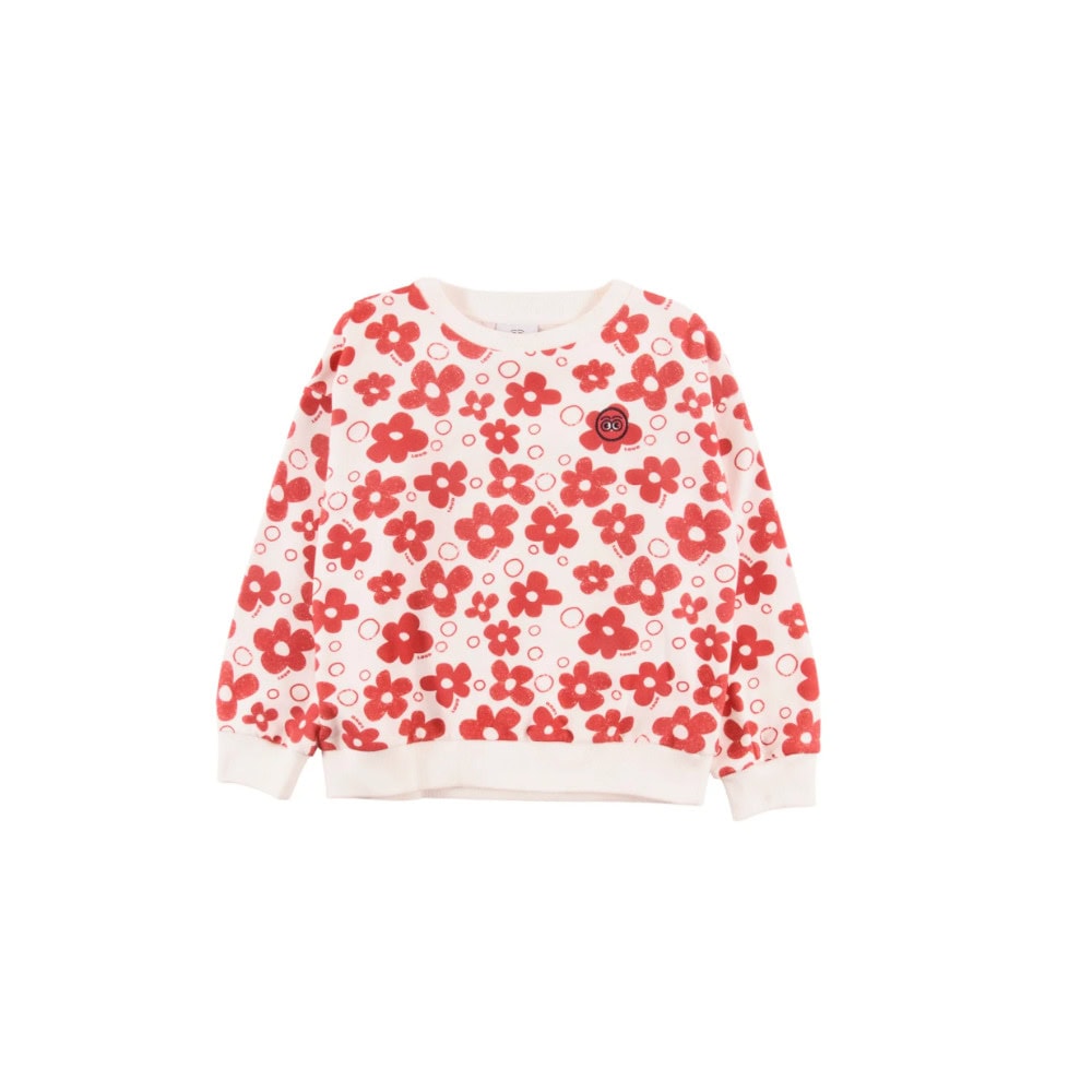 sweatshirt with printed red flowers