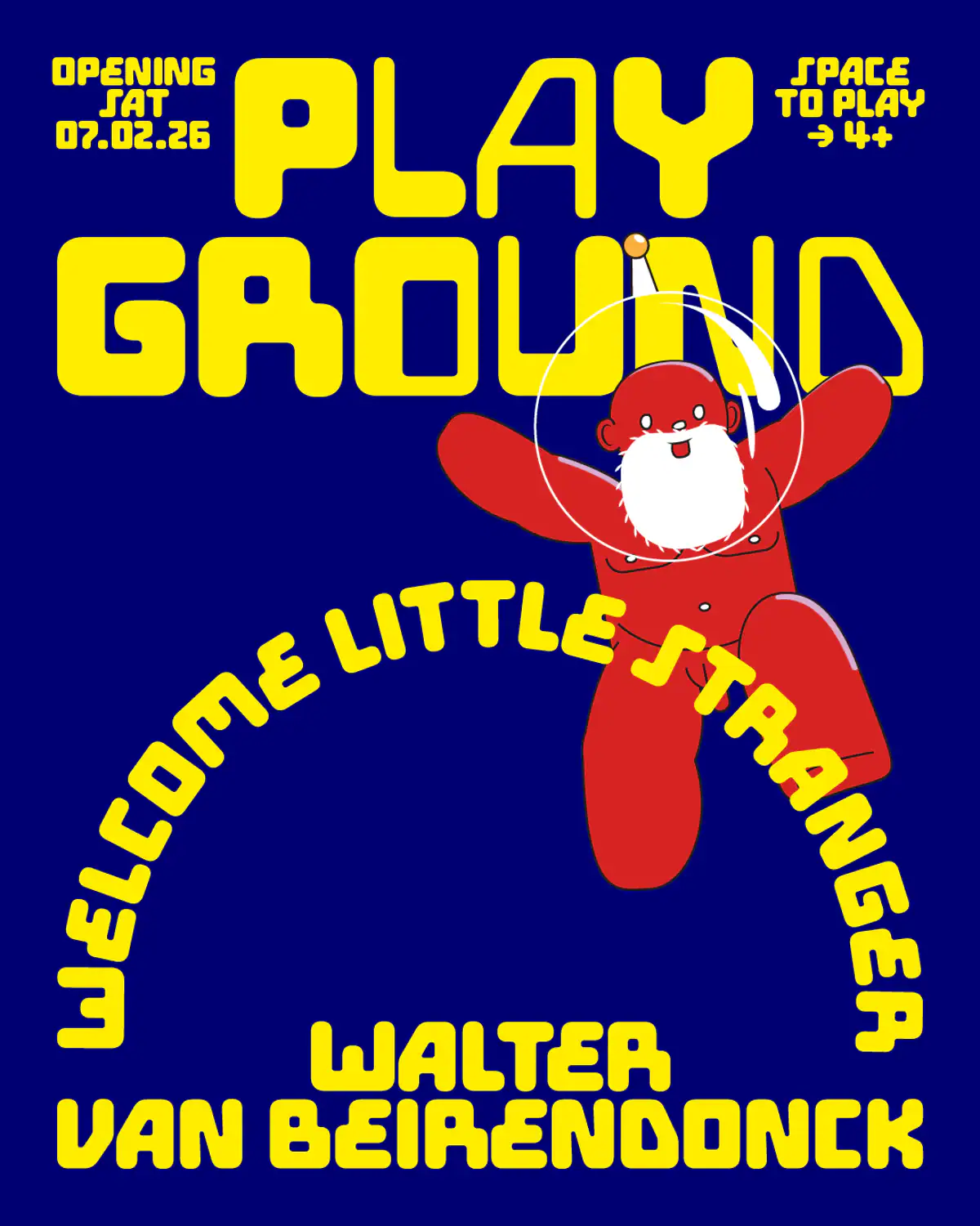 illustrated cover with yellow lettering and red fogure looking like designer Walter Van Beirendonck