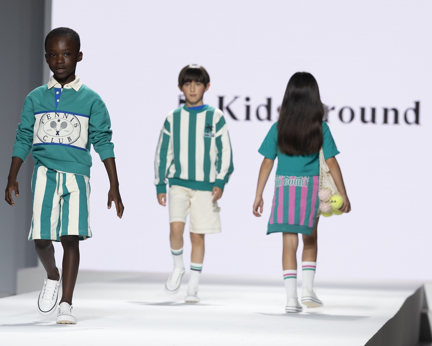 green looks tennis inspiration from ss26 kids around fashion show