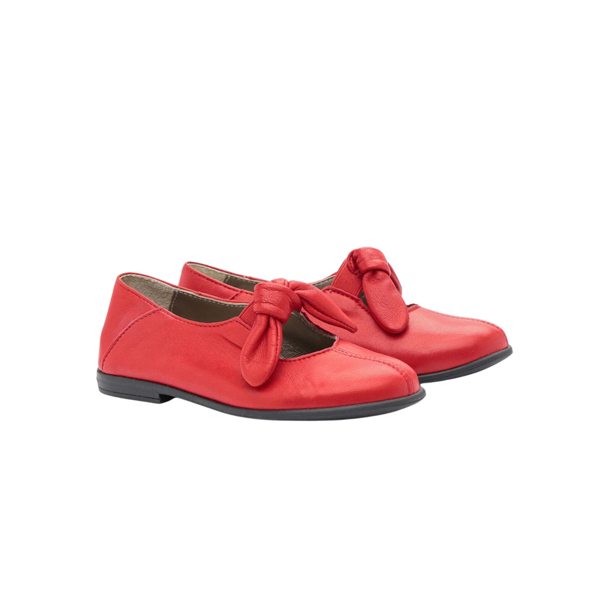 red leather ballerinas with bow