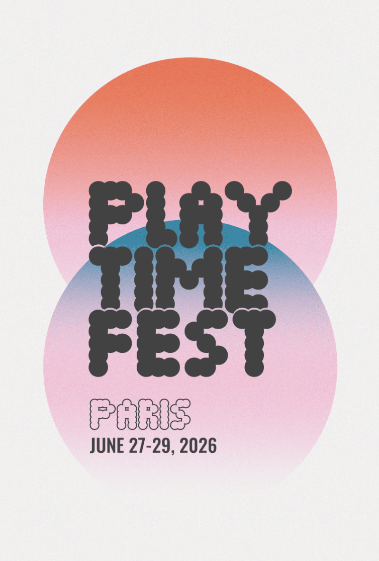 Playtime Fest Paris promotional poster announcing the event taking place from June 27–29, 2026, highlighting the festival-inspired concept of the leading children's fashion trade show.
