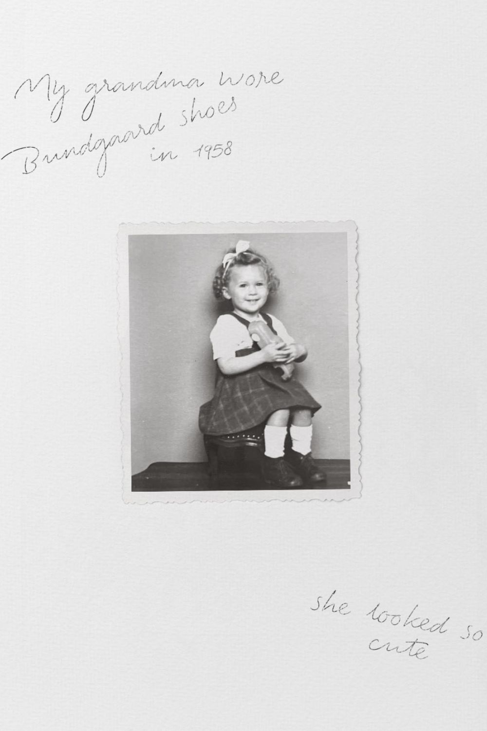 Vintage childhood photograph with the handwritten note 