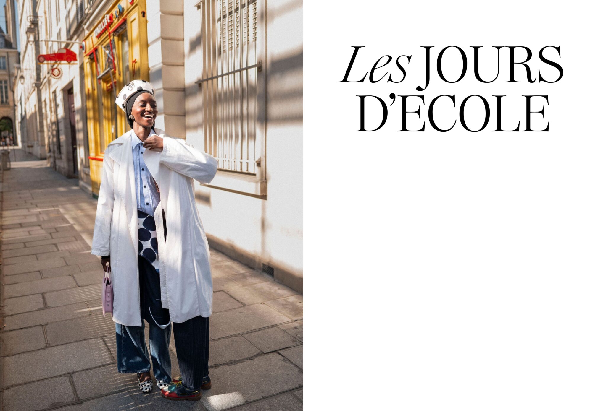 FW26 editorial Les Jours d’École photographed by Diana Tamayo and styled by Mously Kébé, featuring a mother in Paris in a story about mother and son and the first day of school for Scimparello Magazine.