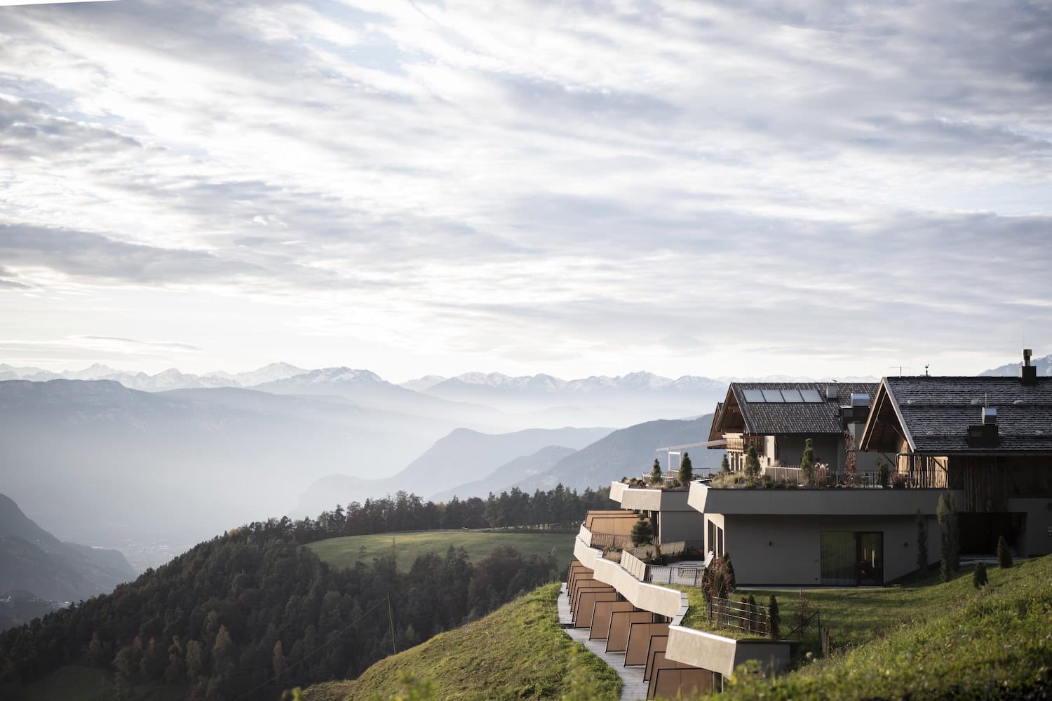 Hotel Gfell on the mountainside overlooking the South Tyrol landscape